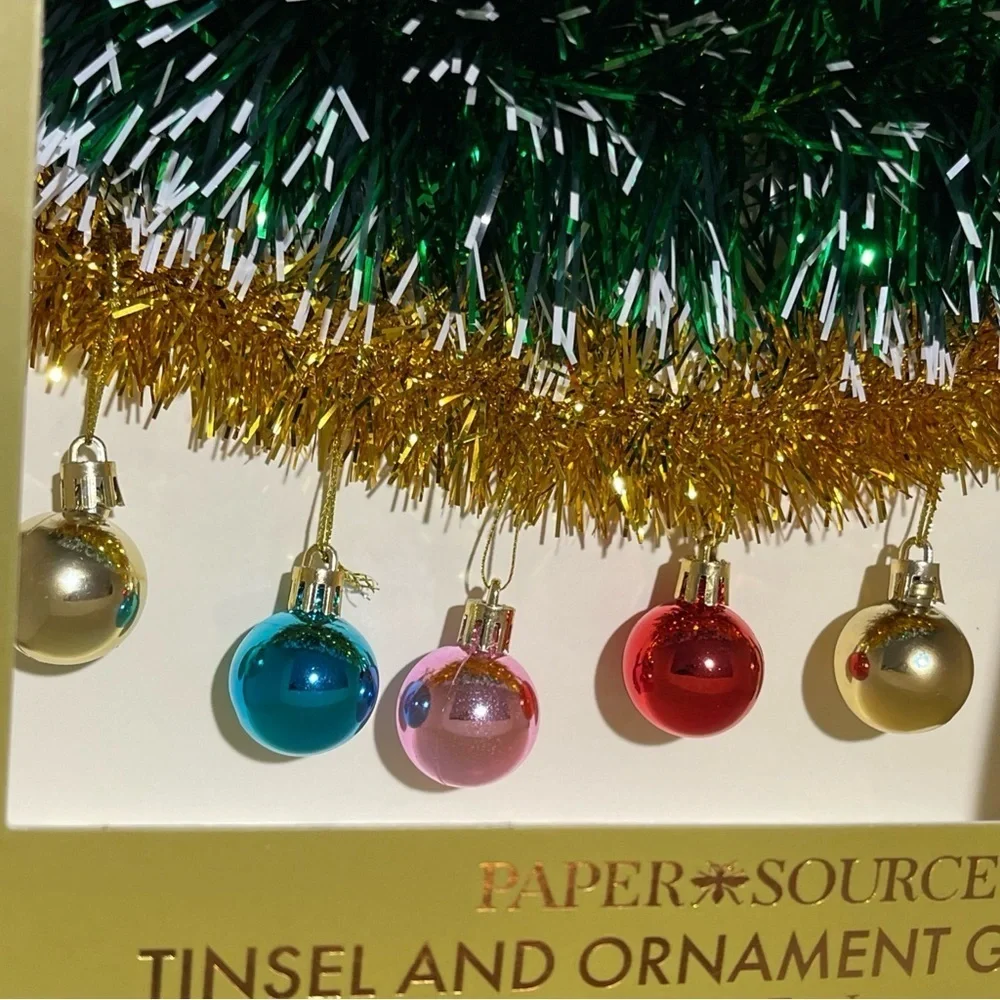 Paper Source Tinsel and Ornament Garland - Festive Green and Gold